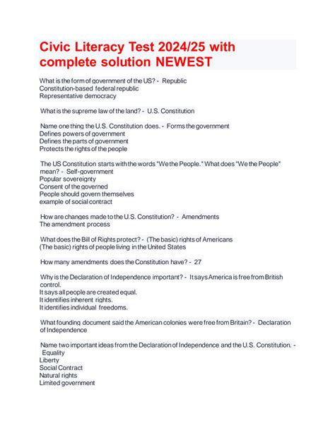 SOLUTION: Civic literacy test 2024 - Studypool