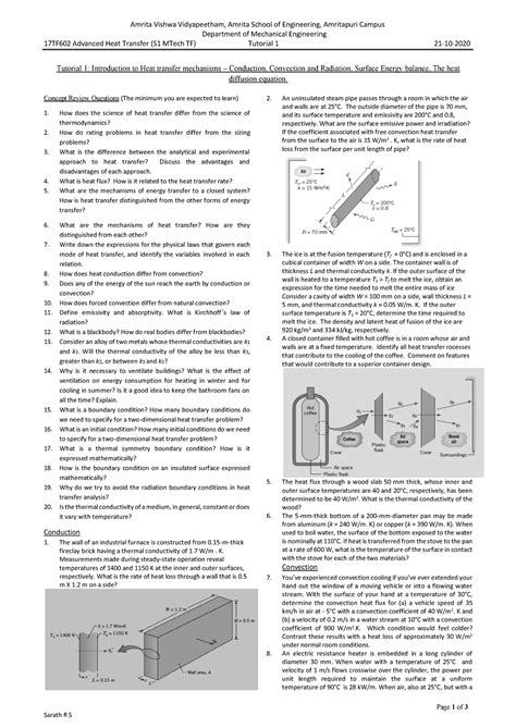 Tutorial 1 - Important question - Amrita Vishwa Vidyapeetham, Amrita ...
