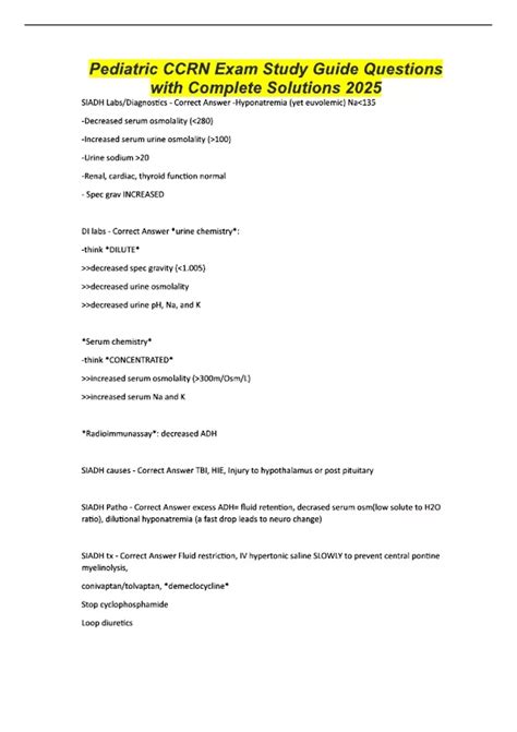 Pediatric CCRN Exam Study Guide Questions with Complete Solutions 2025 ...