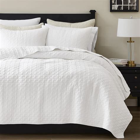 Amazon.com: palassio White 100% Cotton Quilt Twin Size Bedding Sets ...
