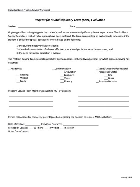 Fillable Online esu10 Request for Multidisciplinary Team MDT Evaluation ...