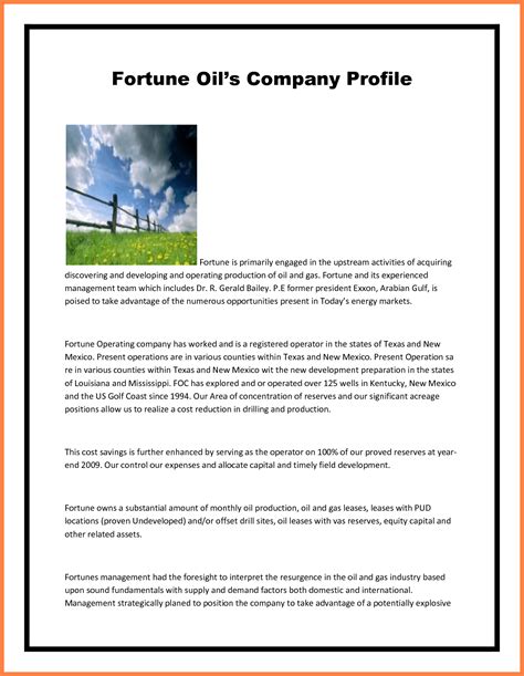 Image result for Company Profile Sample Format