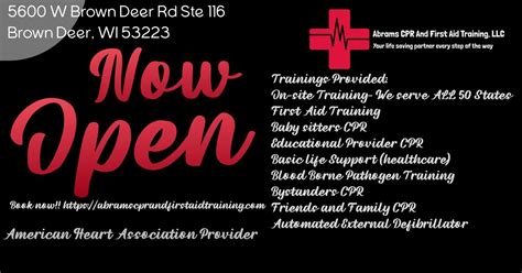 CPR AND FIRST AID TRAINING, 5600 W Brown Deer Rd Suite 116, Brown Deer ...