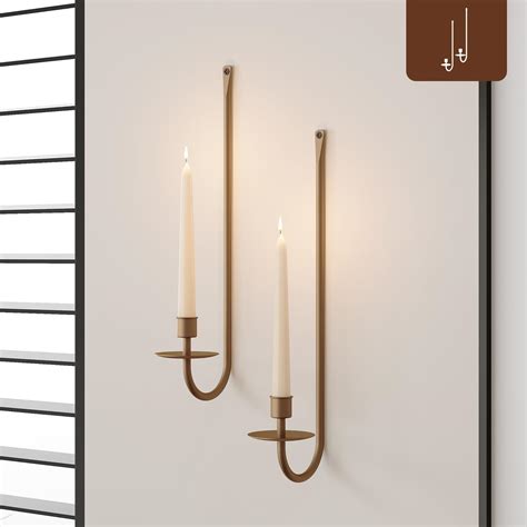 Amazon.com: Metal Wall Candle Sconce Holder Set of 2 Wall Mount Candle ...
