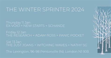 Winter Sprinter 2024, The Lexington, London, January 11 to January 13 ...