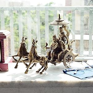 Buy eCraftIndia Antique Krishna Arjuna Rath Brass Showpiece (25 cm x 10 ...