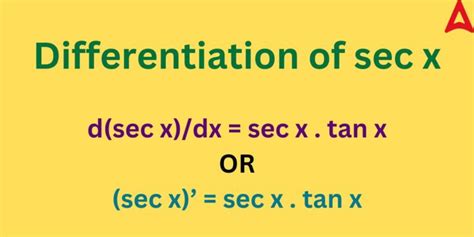 Differentiation of Sec x, Formula, and Examples