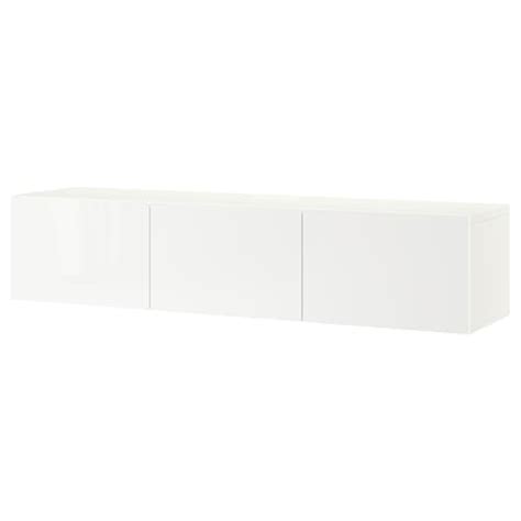 BESTÅ TV bench with doors, white/Selsviken high-gloss/white, 180x42x38 ...