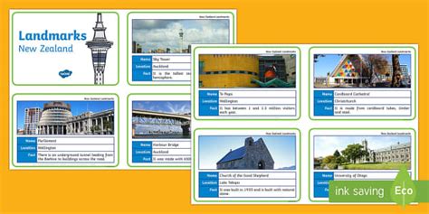 New Zealand Landmark Fact Cards