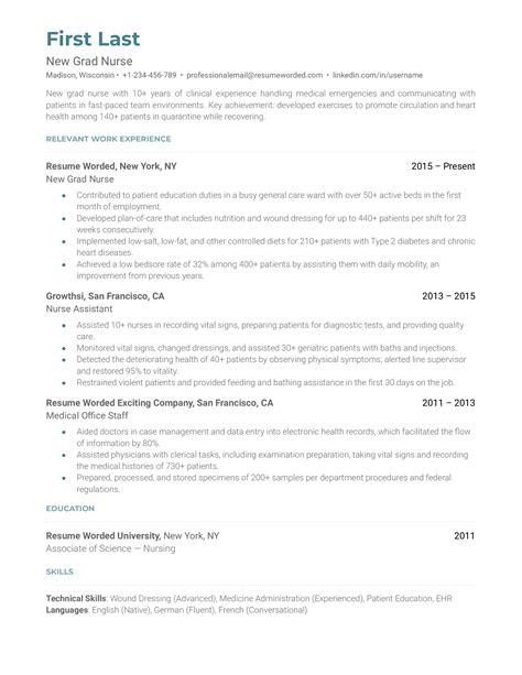 New Grad Nurse Resume Template - New Grad Nursing Resume Example ...