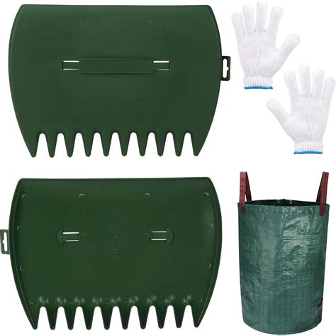 Amazon.com : CALIDAKA Large Leaf Scoops Hand Rakes - Includes 32 Gallons Garden Bag & Work ...