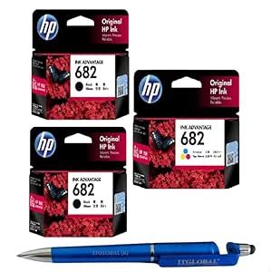 HP 682 Ink Cartridge (Black Twin & Colour) (Set of 3) with 3in1 Multi ...