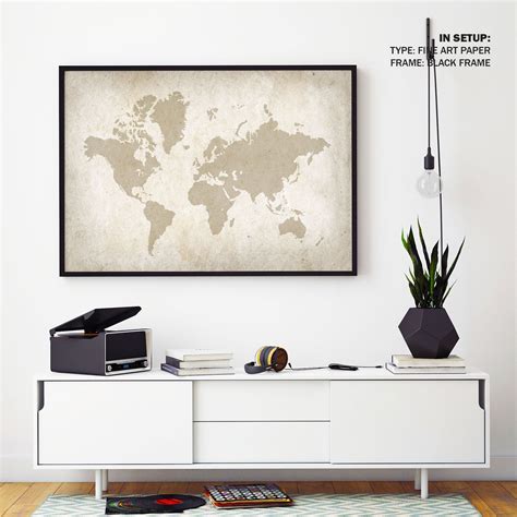 Vintage World Map I: Buy Premium Framed Old & Modern Map Art Prints ...