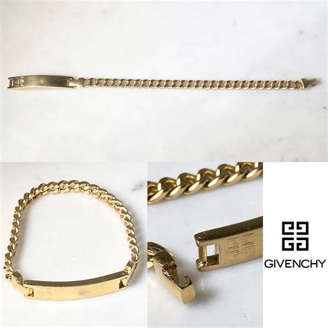 vintage GIVENCHY metal flat link chain ID plate bracelet | NOIR ONLINE