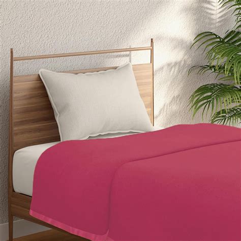 Buy PORTICO Unwind Pink Solid Cotton Single Blanket from Portico at ...