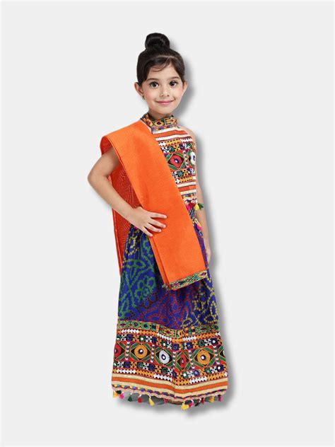 BownBee Bandhani Halter Neck Chaniya Choli - Blue