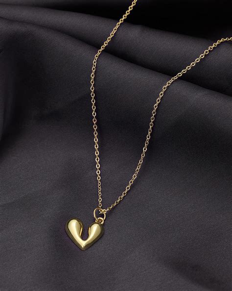 18kt Gold Plated Puff Heart Pendant and Chain – Carlton London Online