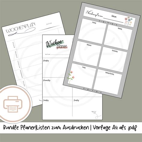 Druckvorlage Wochenplan, Wochenplaner