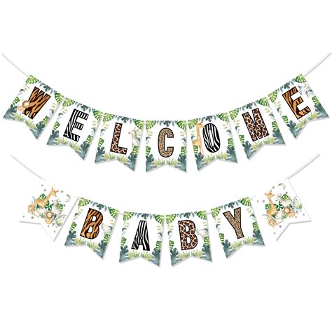 Buy Safari Welcome Baby Banner, Jungle Safari Baby Shower Sign, Wild ...
