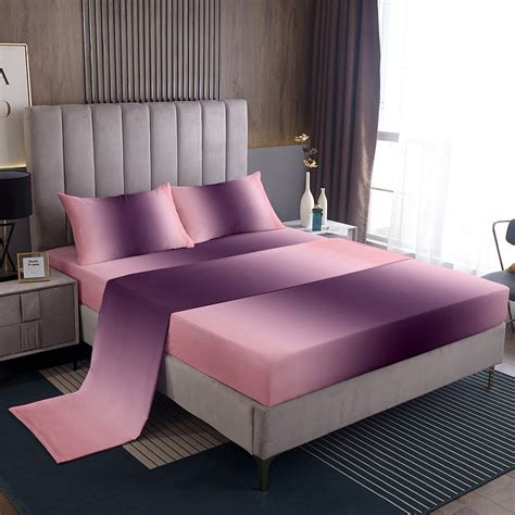 Erosebridal Pink and Purple Sheets Queen,Rainbow Ombre Bedding Set ...