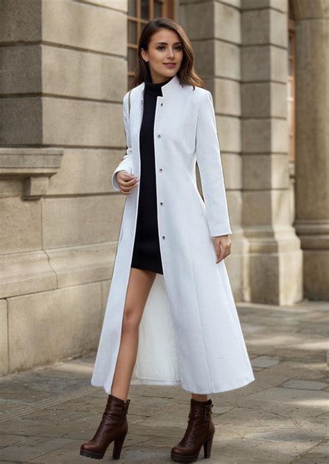 White Wool Coat, Winter Wool Coat Women, Single Breasted Winter ...