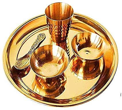 Naman art Shri Krishna bhog plate and pooja thali set (plate,spoon ...