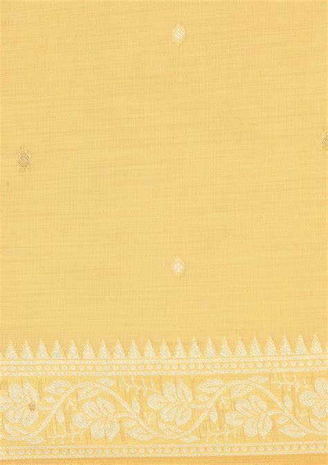 Buy Pastel Yellow Woven Butta Linen Saree - Taashi Online - Taashi