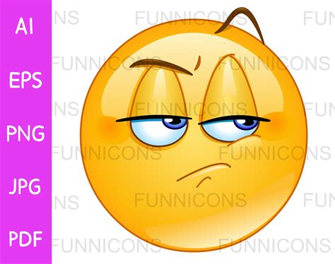 Clipart Cartoon of Emoji Emoticon With Jealous Expression - Etsy Canada