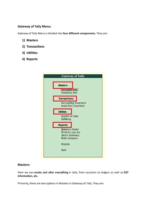 Gateway of Tally - notes - Gateway of Tally Menu: Gateway of Tally Menu ...
