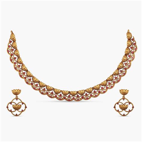 Explore Tarinika's Fleur Lotus Dreamy Necklace Set Online - Tarinika India