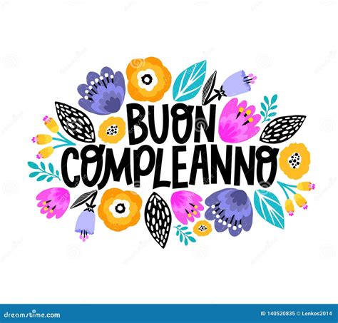 Happy Birthday in Italian. Beautiful Greeting Banner Poster Calligraphy ...