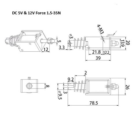 12V Magnetic Solenoid | 1.5–35N Long Stroke Electromagnet