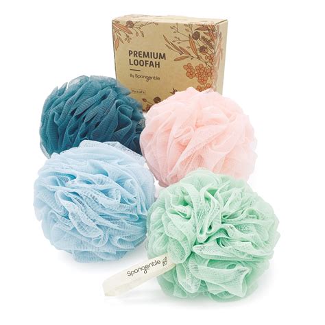 Spongentle Deep Cleansing, Delicate Scrub Loofah Sponge, Exfoliating Body Scrubber, 4 Pack ...
