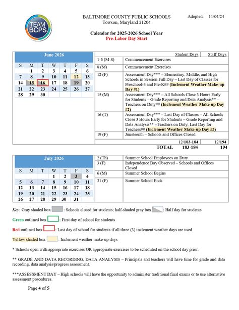 Baltimore County Public Schools Calendar 25-26 Revised [PDF] - EduCounty