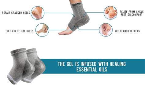 IZZORI Silicone Gel Heel Socks for Dry Hard Cracked Heel Repair Pad ...