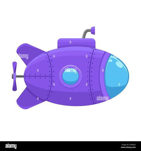 Submarine with periscope isolated on white background. Underwater ship ...