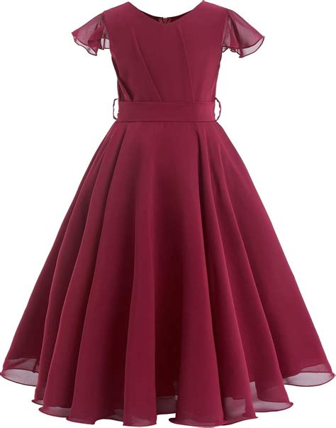 Buy IDOPIP Flower Girl Ruffle Chiffon Dress for Kid Wedding Junior ...