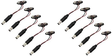Scriptronics 9V Battery Cap Connector Snap Cable with DC Male Jack for ...