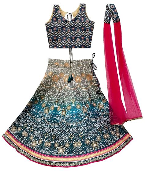 Buy PURVOSH Kid's Lehenga Choli Woven Digital Printed Fully Stitched ...