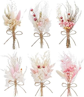 Chenkaiyang 6pcs Mini Dried Flower Bouquet, Boho Wedding Decor, India ...