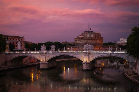 4K, Tiber river, Rome, Italy, Rivers, Bridges, Church, Night, HD ...