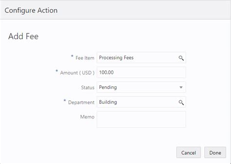 Setting Up Add Fee Actions