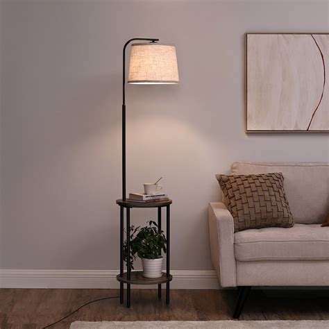 DEWENWILS Floor Lamp with Table, Attached End Table with Lamps for ...