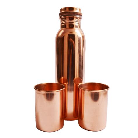 Divy Item Pure Copper 1000 ML Water Bottle with 2 Glass Set : Amazon.in ...