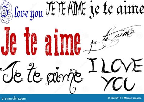 Te amo en inglés y francés ilustración del vector. Ilustración de texto ...