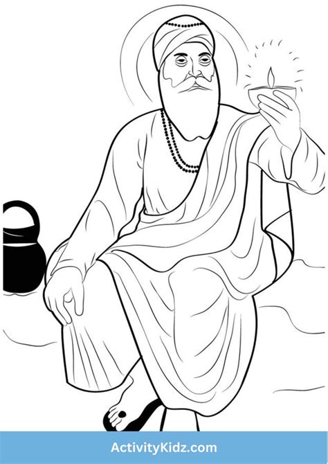 Guru Nanak Dev Ji Diya Coloring Worksheet- Download FREE Printable ...