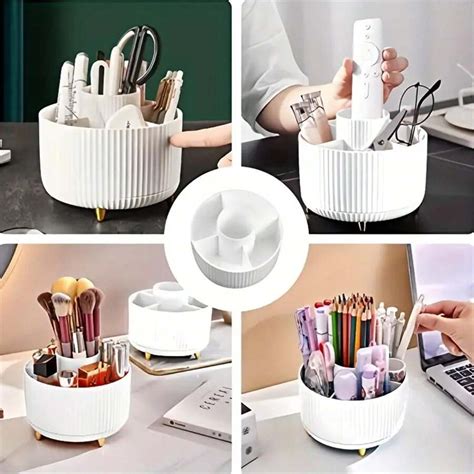 360° Rotating Makeup Organizer - 1pc Plastic Cosmetic Storage With 5 ...