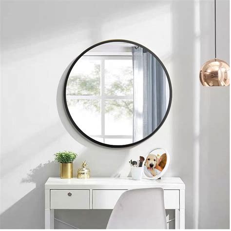 Buy 42 Inch Large Round Mirror, Oversized Modern Brushed Metal Frame ...