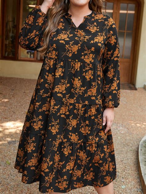 EMERY ROSE Plus Allover Floral Print Smock Dress | SHEIN USA