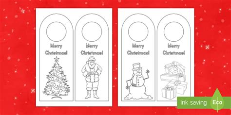 Merry Christmas Door Hanger Cutouts (teacher made) - Twinkl